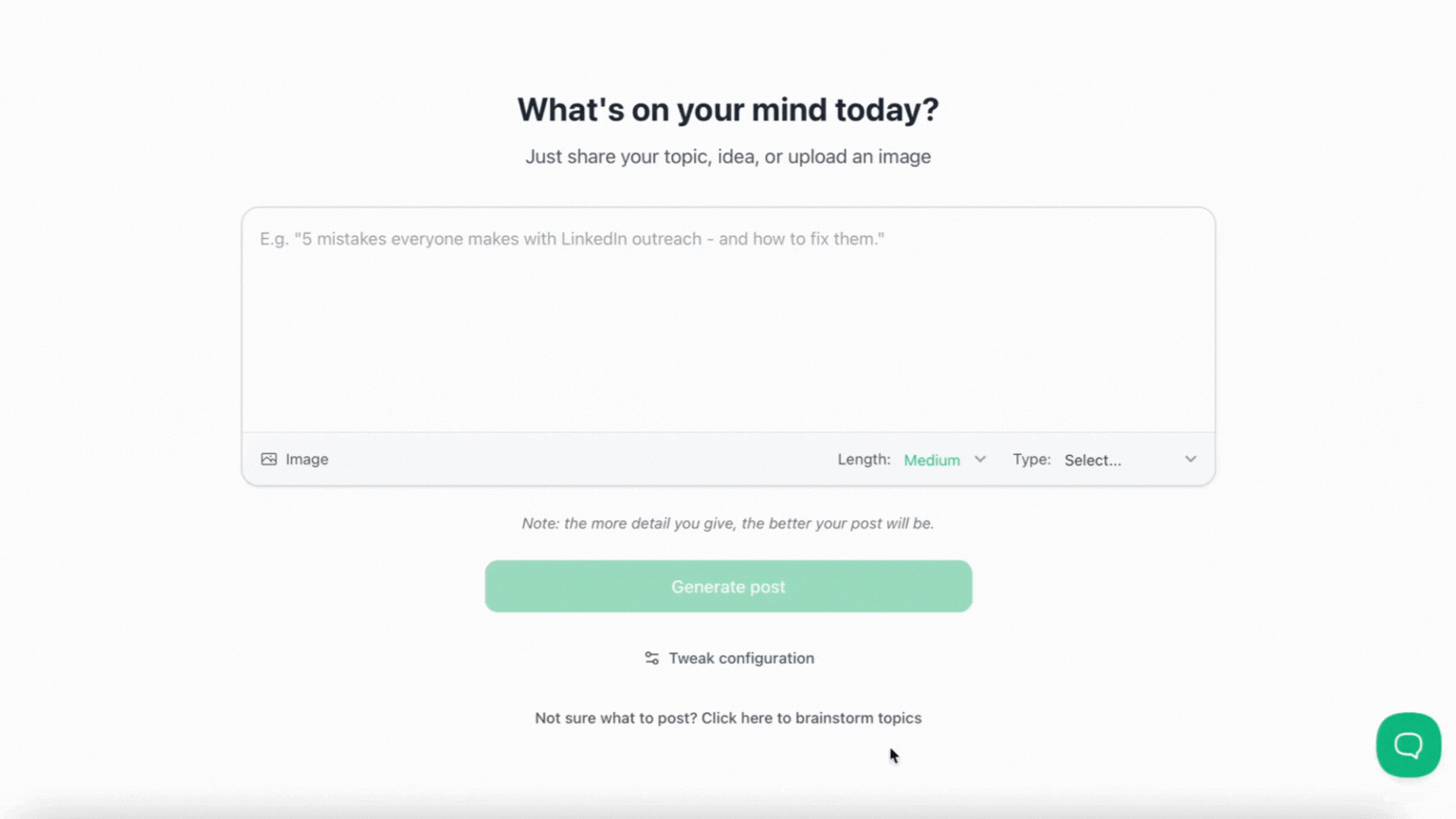 Generate posts instantly